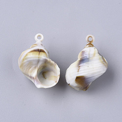 Floral White Acrylic Pendants, Imitation Gemstone Style, Cone Shell, Floral White, 30x24.5x16mm, Hole: 1.8mm, about 155pcs/500g
