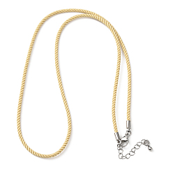 Светло-хаки 2мм круглый нейлоновый миланский шнур для изготовления ожерелья, с латунными выводами и 303 застежками из лобстера из нержавеющей стали, цвет нержавеющей стали, светлый хаки, 18.50~18.70 дюйм (47~47.5 см)