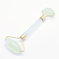 Стеклянный Камень Арбуза Зеленый арбуз камень стекло латуни массажер для лица, лицевые ролики, золотые, золотые, 142~150x54~58x19~22 мм