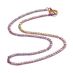 Rainbow Color Ion Plating(IP)  304 Stainless Steel Chain Necklaces, Rainbow Color, 19.64 inch(49.9cm)