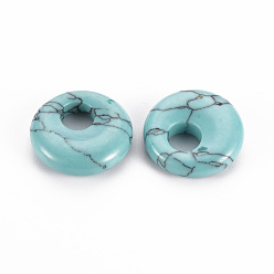 Synthetic Turquoise Synthetic Turquoise Pendants, Donut/Pi Disc, 17.5~18.5x5.5mm, Hole: 5.5mm