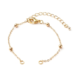Golden Handmade Brass Satellite Chain Bracelets Making Accessories, with 304 Stainless Steel Lobster Claw Clasp, Golden, 15x0.15cm