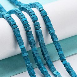 Steel Blue Natural Agate Beads Strands, Dyed, Square, Steel Blue, 2.5x2.5x1.5mm, Hole: 1mm, about 236pcs/strand, 15.08''(38.3cm)