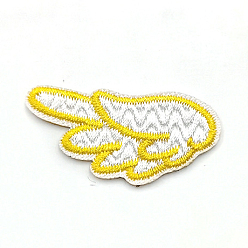 Gold Computerized Embroidery Cloth Iron On/Sew On Patches, Costume Accessories, Left Wing, Gold, 20x39mm