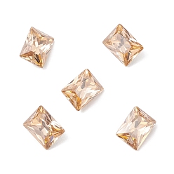 PeachPuff K9 Glass Rhinestone Cabochons, Pointed Back & Back Plated, Rectangle, PeachPuff, 8x6x3.5mm