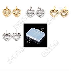 Real Gold Plated & Real Platinum Plated Nbeads 8Pcs 2 Style Brass Micro Pave Cubic Zirconia Pendants, with Jump Rings, Long-Lasting Plated, Cadmium Free & Lead Free, Heart, Real Gold Plated & Real Platinum Plated, 10~11x10~11x1.5mm, hole: 2.6~3.6mm, 2 style, 8pcs