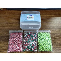 Mixed Color NBEADS Stripe Opaque Resin Beads, Round, Tri-color, Mixed Color, 600pcs/box