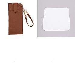 Седло Коричневый 1Чехлы для хранения очков из искусственной кожи, Чехол для солнцезащитных очков с ремнем, прямоугольные, с тканью для чистки очков из замшевого волокна 1pc, седло коричневый, 185x85x11 мм