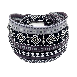 Black Polyester Boho Stretch Wide Knot Turban Headband, Yoga Head Wraps Elastic Headband for Women and Girls, Black, 240x150mm
