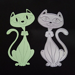 Stainless Steel Color Cat Shape Carbon Steel Cutting Dies Stencils, for DIY Scrapbooking, Photo Album, Decorative Embossing Paper Card, Stainless Steel Color, 93x49mm