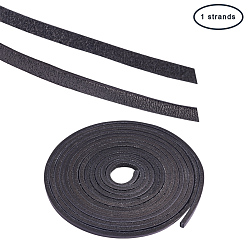 Black Cowhide Cords, Black, 3x2mm, about 2m/bag