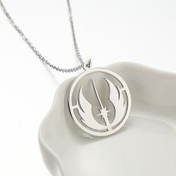 Medallion Logo Necklace Steel Color Stainless Steel Mini Variety Pattern Pendant Necklace Sun Goddess Geometric Clavicle Chain