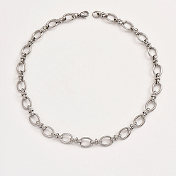 Stainless Steel Color Stainless Steel Oval Link Chain Necklacces, Stainless Steel Color, 17.72 inch(45cm)