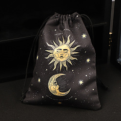 Moon Rectangle Velvet Double-Faced Printed Jewelry Pouches, Drawstring Bags, Moon, 18x14cm