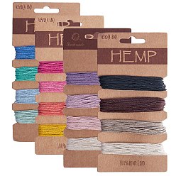 Mixed Color 4 Cards 4 Style Jute Cord, Jute String, Jute Twine, for Arts Crafts DIY Decoration Gift Wrapping, Mixed Color, 1mm, about 5 yards/Colour,  4 colours/card, 1 card/style