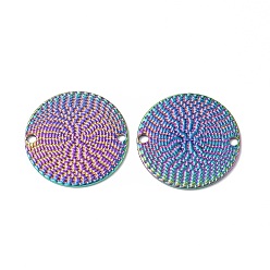 Rainbow Color Ion Plating(IP) 304 Stainless Steel Connector Charms, Flat Round Links, Rainbow Color, 20x1mm, Hole: 1.6mm