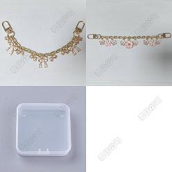 Light Gold 2 шт. 2 стили розовый цинковый сплав эмалированный бант цветок подвеска кабель цепочка кошелек цепи, с поворотными застежками сплава, золотой свет, 205~210 мм, 1 шт / стиль