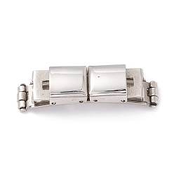 Stainless Steel Color Non-Tarnish Smooth Surface 201 Stainless Steel Watch Band Clasps, Stainless Steel Color, 34x9x7mm, Hole: 2.5x8mm