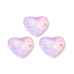 Лиловый Эффект мокко форма сердца пришивка стразами, k 5 стеклянный страз, 2-отверстие ссылка, плоская спинка с покрытием, швейные украшения, сирень, 14x16x5 мм, отверстие : 1 мм