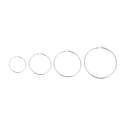 Stainless Steel Color 304 Stainless Steel Hoop Earrings for Women, Ring Shape, Mixed Size, Stainless Steel Color, 31~59x29~61x2mm, 12 Gauge, Pin: 1x0.8mm/0.7x1mm, 4pairs/set