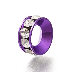 Сине-фиолетовый Латунные бусины разделители для поставки стразов, без кадмия и без свинца, долговечный, стойки покрытие, кольцо, синий фиолетовый, 12.5x5 мм, отверстие : 6.5 мм