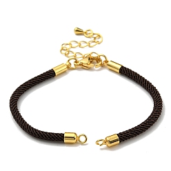 Coconut Brown Nylon Cords Bracelet Makings Fit for Connector Charms, with Brass Findings and 304 Stainless Steel Lobster Claw Clasps, Long-Lasting Plated, Coconut Brown, 6-1/2~6-3/4 inch(16.5~17cm), Hole: 1.8mm