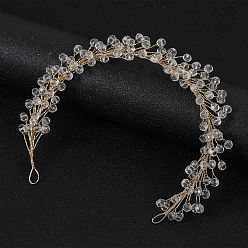 golden crystal Pearl Crystal Soft Chain Hairband - Bridal Wedding Hair Accessories.