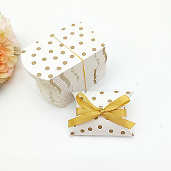 Or Boîtes de bonbons d'oreiller en papier à pois, coffrets cadeaux, avec ruban, pour les faveurs de mariage fournitures de fête d'anniversaire de douche de bébé, or, 9x6.5x2.5 cm
