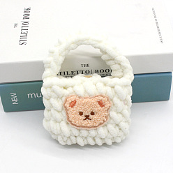 White DIY Headset Bag Display Doll Decoration Crochet Kit, Including Wool Thread, Crochet Hook Needle, Patches, White, 9x8cm