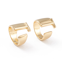 Letter T Brass Cuff Rings, Open Rings, Long-Lasting Plated, Real 18K Gold Plated, Letter.T, Size 6, 17mm