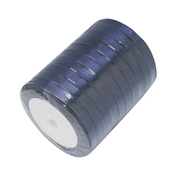 Dark Blue Single Face Satin Ribbon, Polyester Ribbon, Dark Blue, 1/4 inch(6mm), about 25yards/roll(22.86m/roll), 10rolls/group, 250yards/group(228.6m/group)