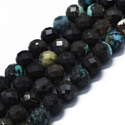 Chrysocolla Natural Chrysocolla Beads Strands, Faceted(64 Facets), Round, 5.5mm, Hole: 0.8mm, about 69~71pcs/strand, 15.35 inch(39cm)