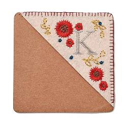 Letter K Embroidery Corner Bookmarks, Personalized Hand Embroidered Bookmark, Flower Felt Triangle Corner Page Marker, for Book Reading Lovers Teachers, Square, Letter.K, 95x95mm