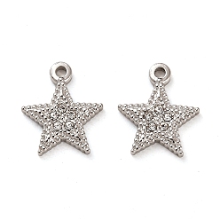 Stainless Steel Color 304 Stainless Steel Pendants, with Rhinestone, Star Charms, Stainless Steel Color, 15x13x2.5mm, Hole: 1.6mm