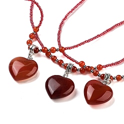 Красный Агат Природные сердолик кулон ожерелья, ожерелья из бисера для женщин, 18.70 дюйм (47.5 см)
