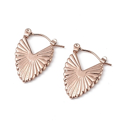 Rose Gold Ion Plating(IP) 304 Stainless Steel Teardrop Thick Hoop Earrings for Women, Rose Gold, 21.5x14x2mm, Pin: 0.6mm