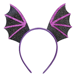 Темно-Фиолетовый Тканевые резинки для волос на тему хэллоуина, резинки для волос с крыльями летучей мыши для девочек и женщин, вечерние украшения для косплея, темно-фиолетовый, 200x200x10 мм