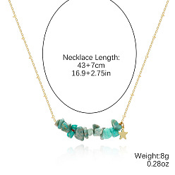 N2303-1 Green Minimalist Colorful Stone Pendant Necklace for Women - Versatile Natural Gemstone Chain Jewelry