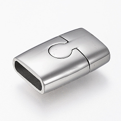 Stainless Steel Color 304 Stainless Steel Magnetic Clasps with Glue-in Ends, Matte Surface, Rectangle, Stainless Steel Color, 18.5x12.5x6mm, Hole: 3x10mm