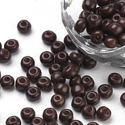 Coconut Brown Baking Paint Glass Seed Beads, Round, Coconut Brown, 4~4.5x3mm, Hole: 1~1.2mm, about 4500pcs/bag, about 450g/bag