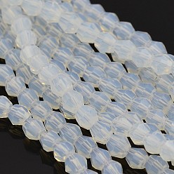 Ghost White Faceted Bicone Opal Beads Strands, Ghost White, 4x4mm, Hole: 1mm, about 92~96pcs/strand, 13.78~14.37 inch