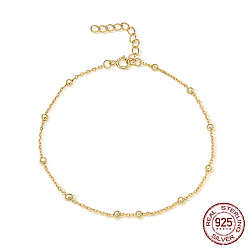 Real 18K Gold Plated 925 Sterling Silver Satellite Chains Bracelets for Women, Real 18K Gold Plated, 6.69 inch(17cm)
