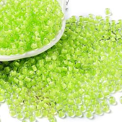 Green Yellow Glass Bead, Inside Colours, Round Hole, Round, Green Yellow, 4x3mm, Hole: 1.4mm, 7650pcs/pound