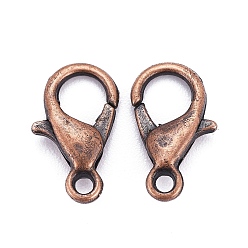 Red Copper Zinc Alloy Lobster Claw Clasps, Parrot Trigger Clasps, Cadmium Free & Nickel Free & Lead Free, Red Copper, 16x8mm, Hole: 2mm