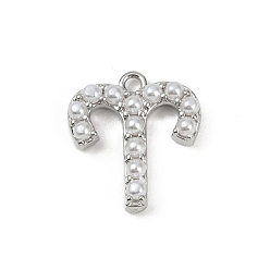 Платина Латунь прелести, с абс пластмассовой имитационной жемчужиной, долговечный, без кадмия и без свинца, стойки покрытие, Овен, платина, 14x13x3.5 мм, отверстие : 1.2 мм