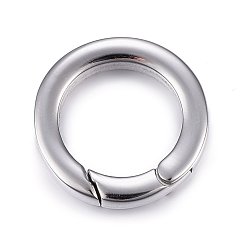 Stainless Steel Color 304 Stainless Steel Key Clasps, Spring Gate O Rings, Ring, Stainless Steel Color, 20x3mm, 14mm Inner Diameter