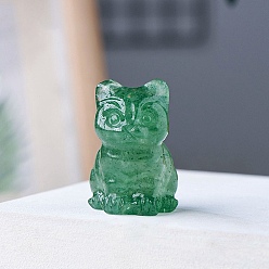 Клубничный Кварц Натуральная зеленая клубника, кварцевая фигурка кошки, украшения для дисплея, украшения из энергетических камней, 20x30 мм