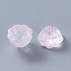 Pink Transparent Baking Painted Glass Beads, Imitation Jade, Lotus Pod, Pink, 11x10.5x8mm, Hole: 1mm