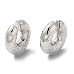Platinum 304 Stainless Steel Cuff Earrings, Non Piercing Earrings, Round, Stainless Steel, 29x30x9.5mm