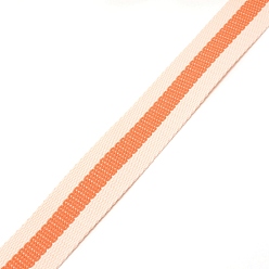 Orange Polyester Braid Ribbon, Flat, Stripe Pattern, Garment Accessories, Orange, 1-1/4 inch(32x1mm), about 10 yards/bundle